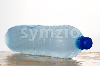 Freezing water in PET plastic bottle deemed an unhealthy practice Stock Photo