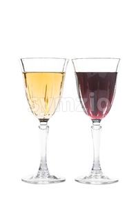 Red and white wine in luxury crystal glass isolated in white Stock Photo