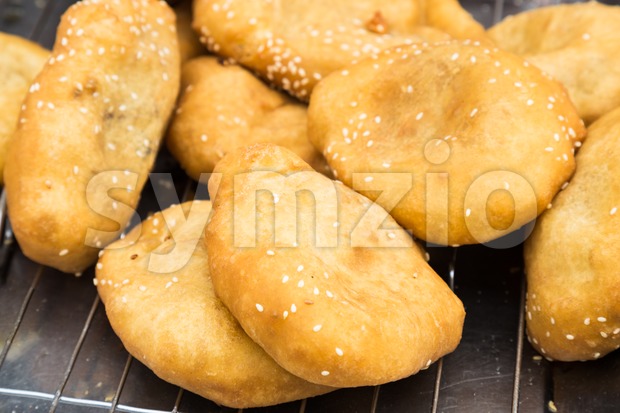 Fried bread bun, or popularly known as Ham Chim Peng, a popular snack in Malaysia and Singapore Stock Photo