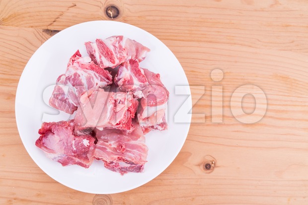 Raw fresh pork bones, a common ingredients in Chinese cooking Stock Photo