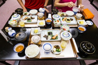 Japanese typical healthy breakfast set Stock Photo