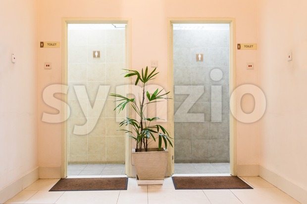 Entrances to men and ladies washroom Stock Photo