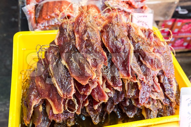 Heap of Chinese preserved waxed pork Stock Photo