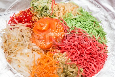 Yee Sang or Yusheng, traditional Chinese New Year prosperity delicacies Stock Photo