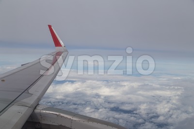 Series of scenic atmosphere view from plane window during flight Stock Photo