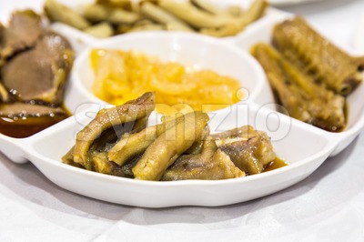 Closeup on Chinese goose web feet, part of delicacy platter Stock Photo