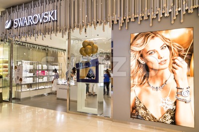 KUALA LUMPUR, MALAYSIA -  January 29, 2017: Swarovski AG is an Austrian producer of cut lead glass, headquartered in Wattens, Austria with outlet in Stock Photo