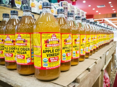KUALA LUMPUR, MALAYSIA, February 15: BRAGG Organic Apple Cider Vinegar is now the market leader in the premium acv market segment in Malaysia with Stock Photo