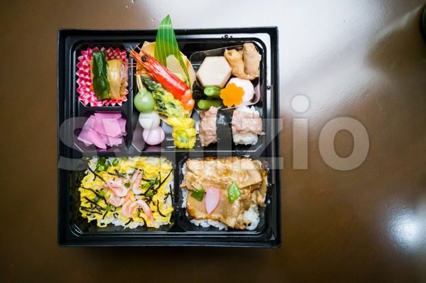 Japanese delivery lunch box for convenience dining Stock Photo