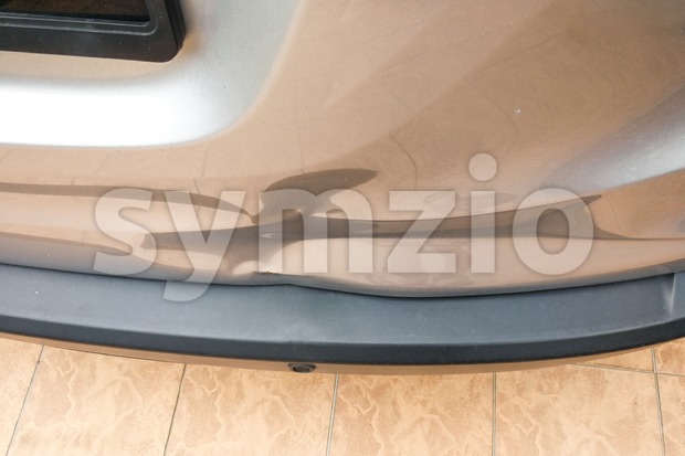 Minor dent at car rear door due to accident Stock Photo