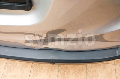 Minor dent at car rear door due to accident Stock Photo