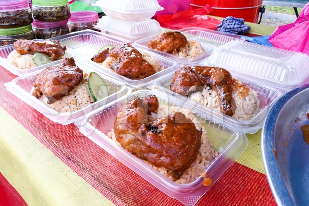 Ayam percik or grilled chicken, popular Malay food in Malaysia Stock Photo