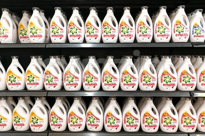 KUALA LUMPUR, Malaysia, August 15, 2017: Dynamo power gel is the leading concentrated laundry detergent in Malaysia with largest market share Stock Photo