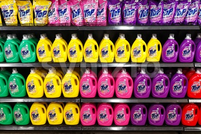 KUALA LUMPUR, Malaysia, August 15, 2017: TOP is the leading Japanese brand liquid detergent from Lion Corporation Japan.  Market challenger in liquid Stock Photo