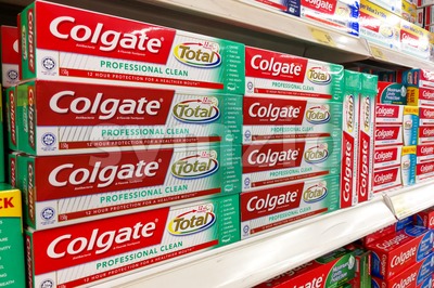 KUALA LUMPUR, Malaysia, September 10, 2017:  Colgate toothpaste is the market leader in the Malaysia toothpaste market with more than 50% market share Stock Photo