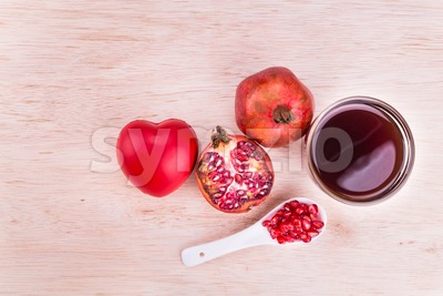 Organic Pomegranate juice with high anti-oxidant good for health Stock Photo