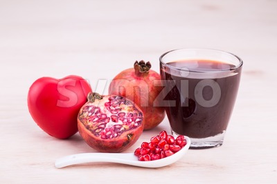 Organic Pomegranate juice with high anti-oxidant good for health Stock Photo