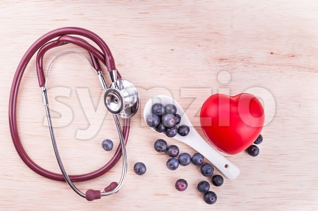 Blueberries rich in anti-oxidants and flavonoid anthocyanin has health benefits. Stock Photo
