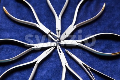 Set of professional dentist dental tools for oral surgery Stock Photo
