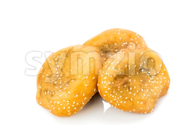 Fried bread bun, or known as Ham Chim Peng, popular food in Malaysia and Singapore. Stock Photo